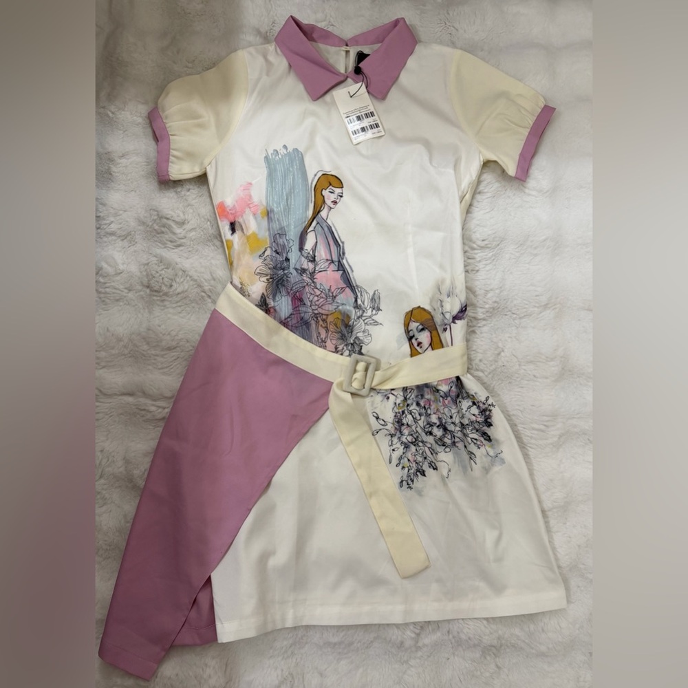 Elegant Pink and Cream Women's Dress